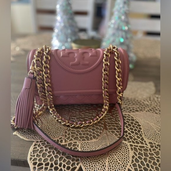 tory burch small fleming convertible shoulder bag pink magnolia new